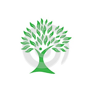 Green Tree Logo. Abstract Vector Green Tree Icon. Stock Illustration.