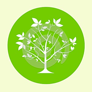 Green tree logo flat circle icon vector