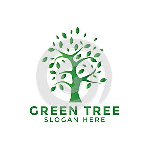 Green tree logo icon design template vector