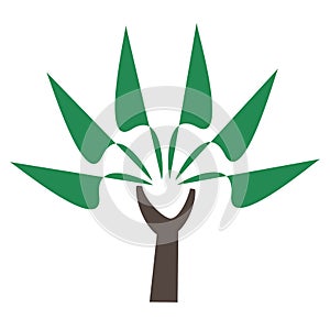 Green Tree. Logo. Original design, eco and bio icon, abstract organic element. Minimalist green tree symbol