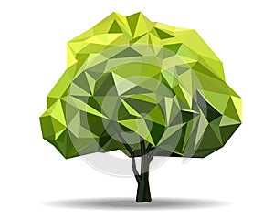 Green tree polygon vector icon