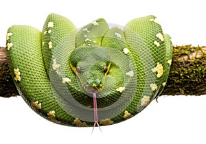 Green tree python on branch