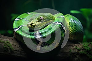 Green tree python closeup