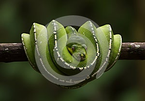 Green tree python on branch