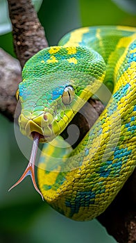 Emerald Tree Boa Close-up