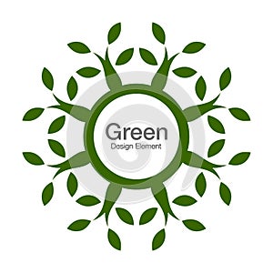 Green tree round 100% natural bio icon. Eco organic concept.