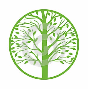 Green tree round icon,