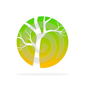 Green tree round icon. Vector illustration