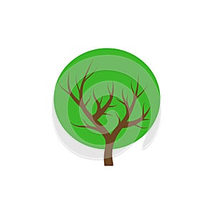 Green tree round icon, vector illustration logo design.