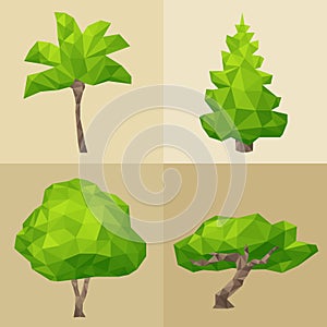 Green tree set formed by triangles, polygon