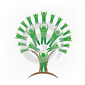 Green tree teamwork people logo vector image