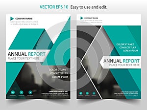 Green triangle Vector Brochure annual report Leaflet Flyer template design, book cover layout design, abstract presentation