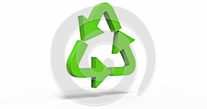 Green Triangular Eco Recycle Icon, Recycled and Rotation Cycle Symbol with Arrows