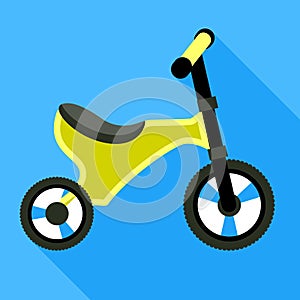 Green tricycle icon, flat style