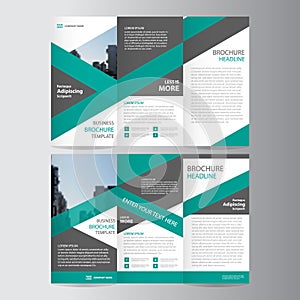 Green trifold annual report Leaflet Brochure Flyer template design, Abstract layout templates