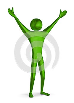 Green triumphant 3d man