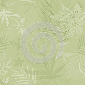 Green tropical leaves. Fashionable vector seamless pattern