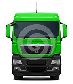Green truck Man TGX with black plastic bumper.