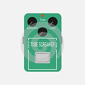 Green vintage screamer overdrive guitar stomp box effect.