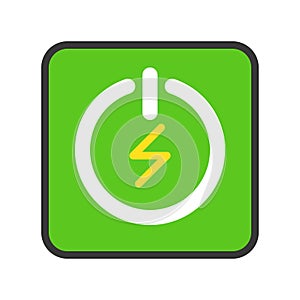 Green Turn on and turn off button, filled outline Flat icon savi
