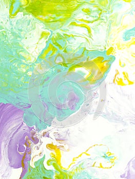 Green turquoise and purple abstract creative  hand painted background, fluid art, marble texture, abstract ocean, acrylic painting