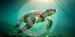 Green Turtle soft smooth lighting AI-Created Content photo