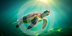 Green Turtle soft smooth lighting AI-Created Content photo