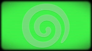 Green TV screen with VHS effects. Effect of an old TV with a kinescope on a green screen. Chromakey retro TV with noise