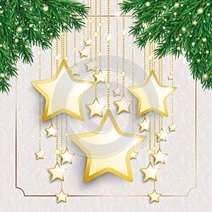 Green Twigs Golden Curtain Big Stars Noble Ornaments