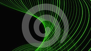 Green twist data connection wave. Abstract technology stream background. Digital dynamic wave of dots. Network connection