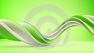 Green twisted spiral shape 3D rendering