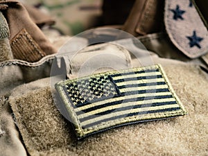 Green U.S. Flag On The Bulletproof Vest