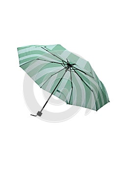 green umbrella with black handle on white background