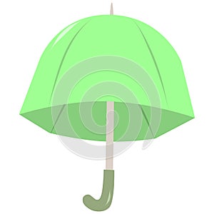 Green Umbrella. Open umbrellas. Various prints. Hand drawn colored Vector illustration. Flat style.