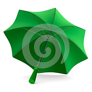 Green umbrella on white background. Isolated 3d illustration