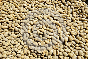 Green unroasted coffee beans