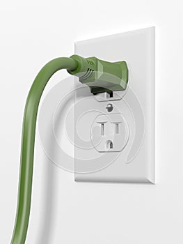 Green us style plug with socket