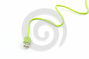 Green USB cable for smartphone.