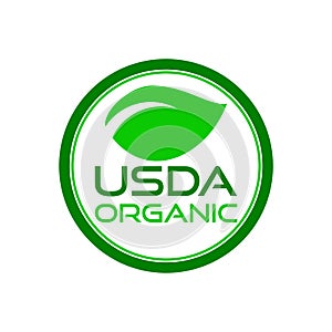 Green USDA organic sign isolated on white background