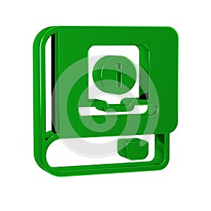 Green User manual icon isolated on transparent background. User guide book. Instruction sign. Read before use.