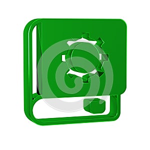 Green User manual icon isolated on transparent background. User guide book. Instruction sign. Read before use.