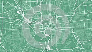Green vector background map, Columbus city area streets and water cartography illustration
