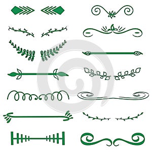 Green Vector decorative monograms and calligraphic borders. Template signage, logo, label, sticker. Classic design element wedding