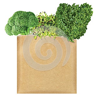 Green Vegetables in a brown paper bag