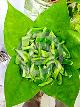 Green Vegetables decorated in betel leaf