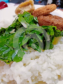 green vegetables with rice healthy food 01