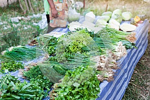 Green vegetables on street market