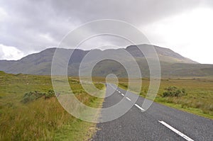 Green Vegetation and Mountain Landscape in a National Road in Ireland