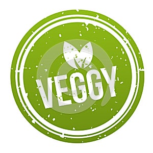 Green Veggy Badge - Vegan Button. Eps10 Vector.