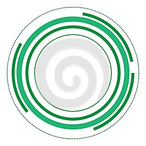 Green version - Random circles with dashed lines, Randomness, circular concept